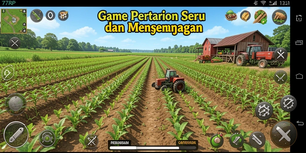 Tampilan gameplay 77RP yang menggambarkan aktivitas bertani yang menyenangkan.