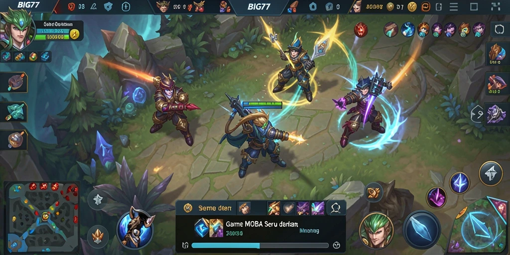 Tampilan action seru dalam gameplay MOBA BIG77.