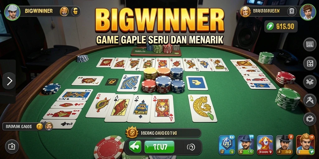 Tampilan gameplay Gaple yang seru dalam BIGWINNER.