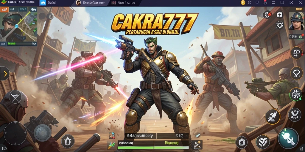 Screenshot gameplay CAKRA777 menunjukkan aksi pertarungan Battle Royale yang seru.