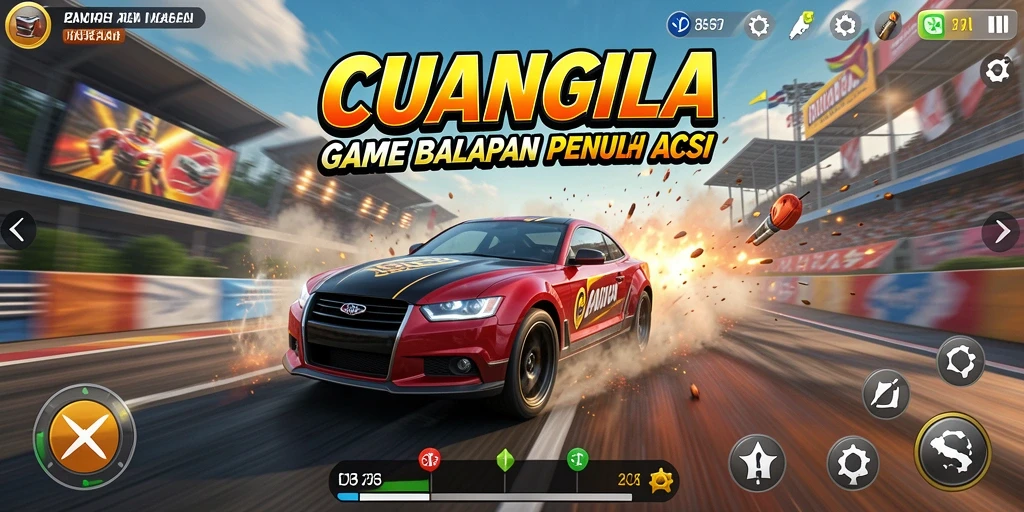 Screenshot utama CUANGILA menampilkan gameplay balapan yang intens dan seru.