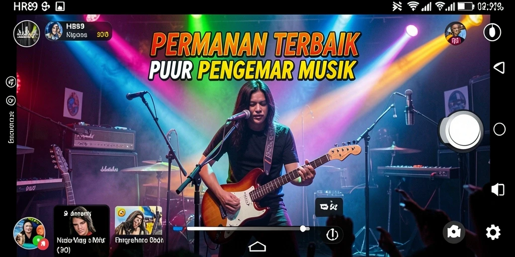 Tangkapan layar menunjukkan gameplay seru HR89 saat memainkan lagu-lagu keren.