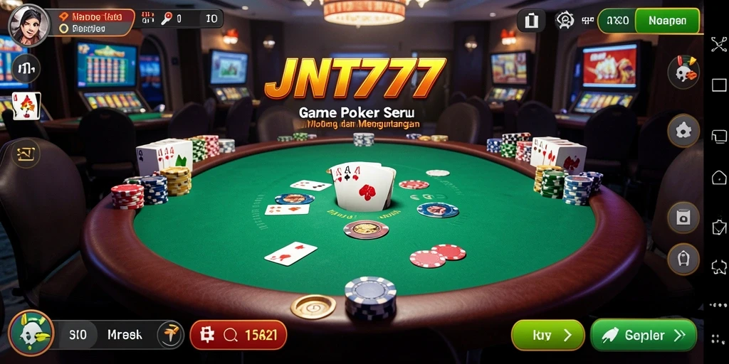 Tampilan menarik dari gameplay Poker di JNT777 yang menyenangkan.