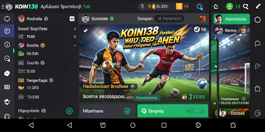 Tampilan antarmuka aplikasi KOIN138 untuk taruhan olahraga.