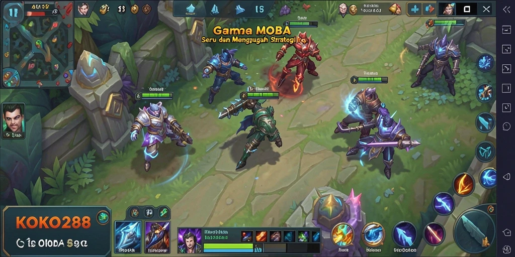 Tampilan utama gameplay KOKO288 dengan aksi seru di medan perang.