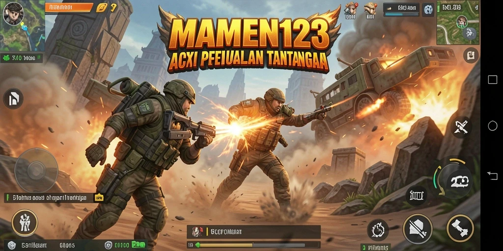 Tampilan gameplay seru dalam MAMEN123 dengan aksi yang mendebarkan.