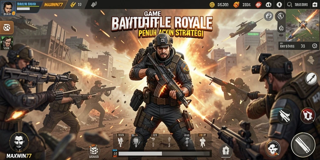 Screenshot gameplay seru dari MAXWIN77 di arena Battle Royale.