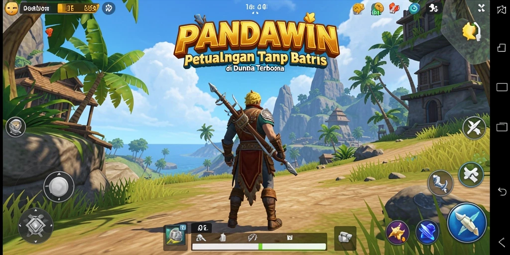 Tampilan menakjubkan dari gameplay PANDAWIN di dunia terbuka.