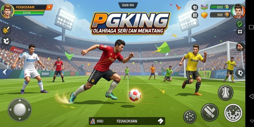 Tangkapan layar gameplay PGKING menampilkan aksi olahraga yang mendebarkan.