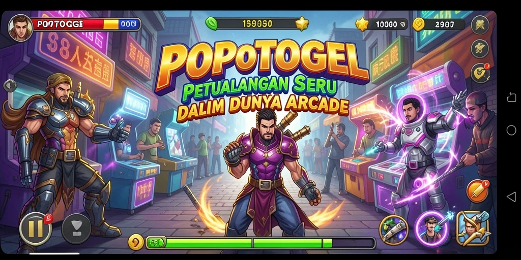 Screenshot utama POPOTOGEL menampilkan gameplay seru dengan grafik cerah.