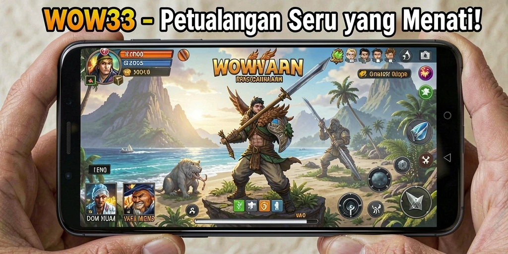 Screenshot utama WOW33 menampilkan aksi petualangan mendebarkan.